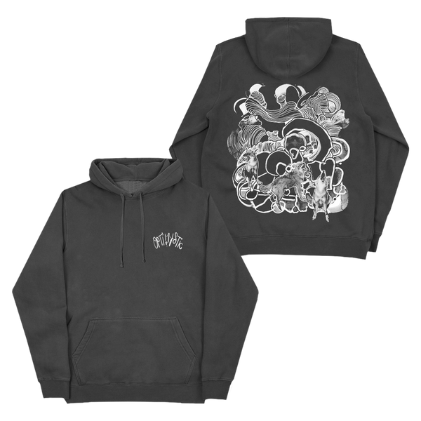 Wolves Pigment Dyed Black Hoodie