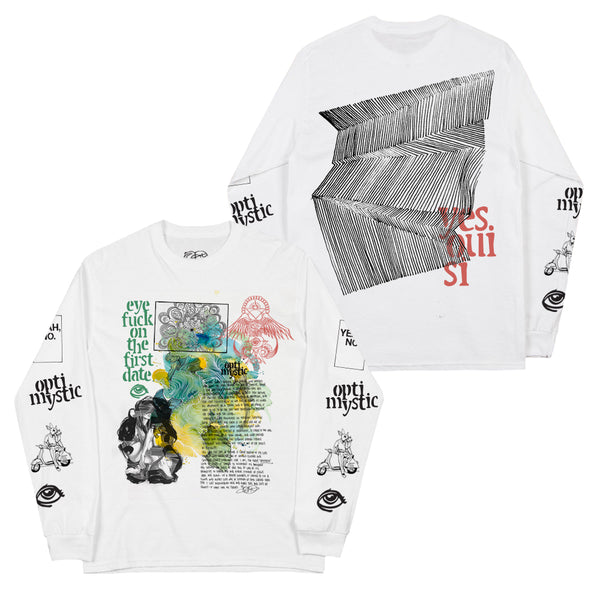 OPTIMYSTIC COLLAGE WHITE LONGSLEEVE TEE
