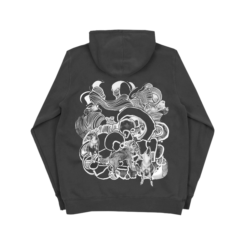 Wolves Pigment Dyed Black Hoodie | Brandon Boyd US